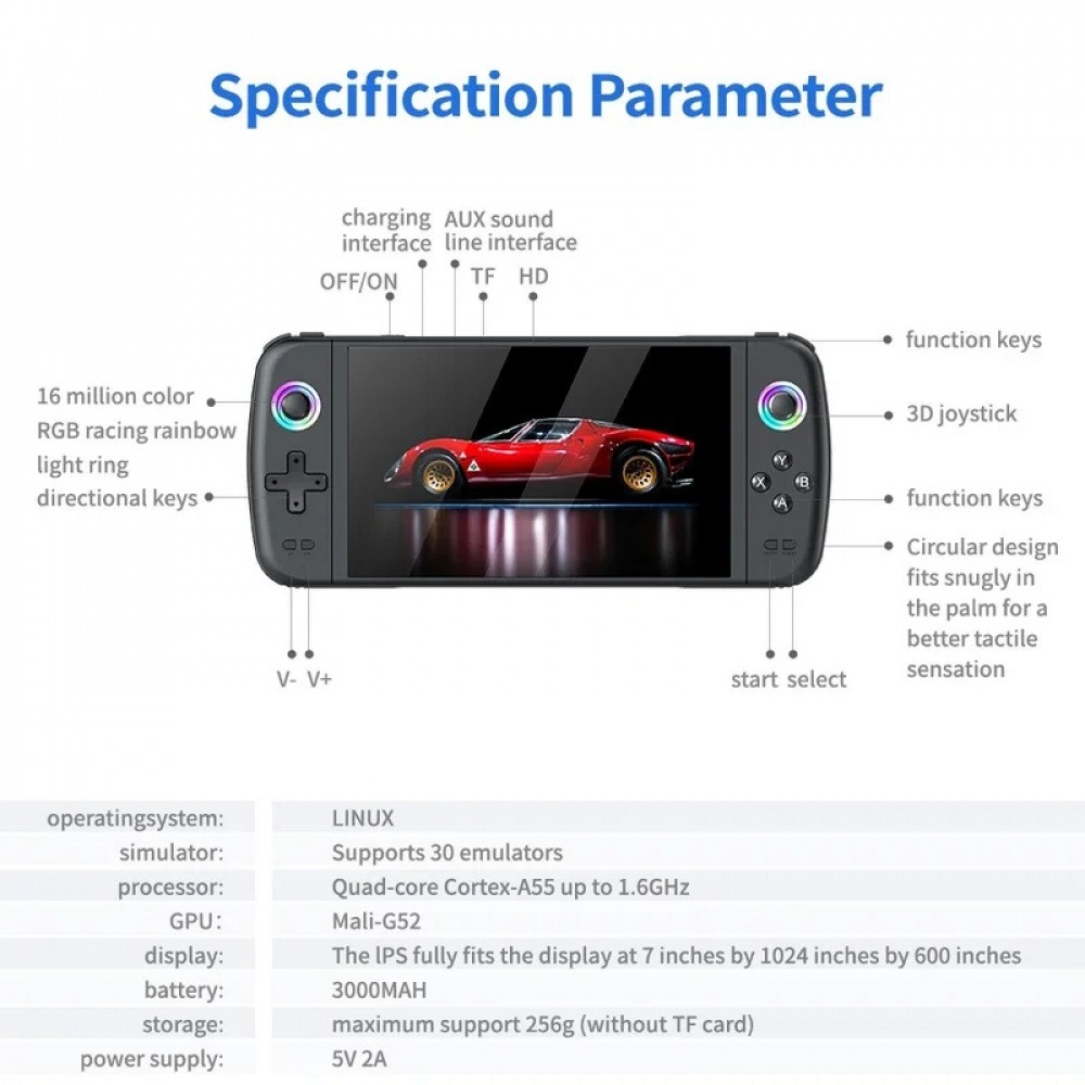 M27 7인치 IPS 스크린 휴대용 게임 콘솔 에뮬렉  - Q21 Gaming Console 리뷰 및 가격